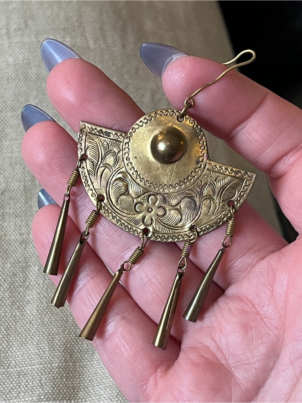 Brass vintage dangle earrings